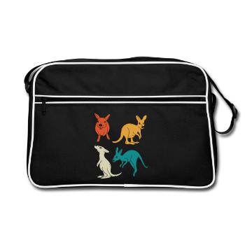 Quatuor de kangourous dans une variété de couleurs - Sac Retro - noir/blanc - Devant
