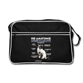 Chats siamois T | Chat siamois chats Propriétaire de chat siamois - Sac Retro - noir/blanc - Devant