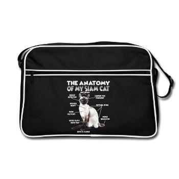Siamkatzen Geschenk  Katzenbesitzer Geschenkidee - Retro Tasche - Schwarz/Weiß - Vorne