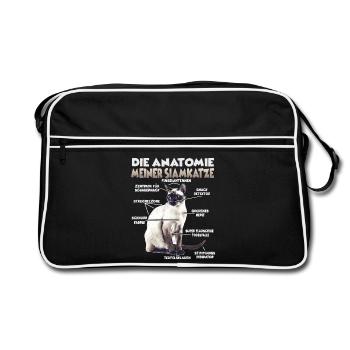 Siamkatzen Geschenk  Katzenbesitzer Geschenkidee - Retro Tasche - Schwarz/Weiß - Vorne