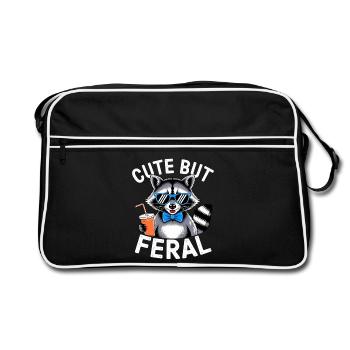 Cute but Feral Raccoon - Retro Bag - black/white - Front