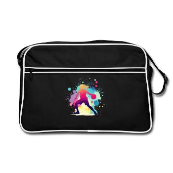 Basketball player, basketball, basketball player - Retro Bag - black/white - Front