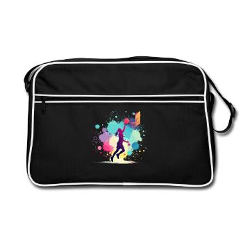 Basketball player, basketball, basketball player - Retro Bag - black/white - Front