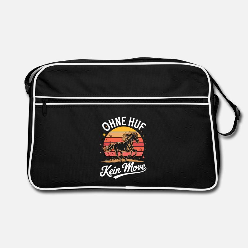 Pas de sabot, pas de mouvement, drôle de diction pour les cavaliers et les cavaliers - Sac Retro - noir/blanc