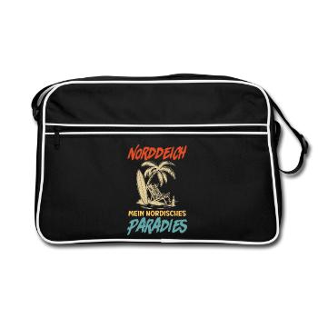 NORDDEICH IST MEIN NORDISCHES PARADIES Lustig - Retro Tasche - Schwarz/Weiß - Vorne