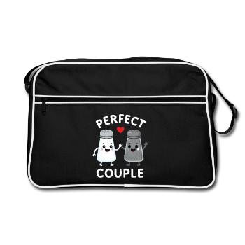 Perfect Couple Salt And Pepper Cartoon - Retro Tasche - Schwarz/Weiß - Vorne