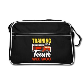 Wee Woo Squad Fire Tiny Feuerwehrmann - Retro Tasche - Schwarz/Weiß - Vorne