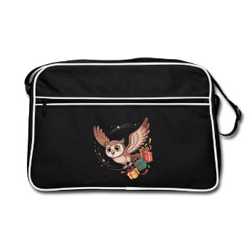 Vol de la chouette avec cadeaux - Sac Retro - noir/blanc - Devant