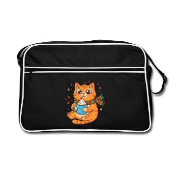 Cuddly Kitten Winter Coffee with Cream - Retro Bag - black/white - Front