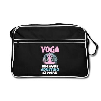 Yoga because adulthood is hard - Retro Bag - black/white - Front