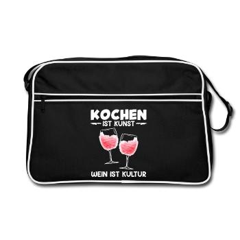 Küchenchef KOCHEN IST KUNST Lustiges - Retro Tasche - Schwarz/Weiß - Vorne