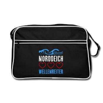 Vacances en mer du Nord SURFEUR NORDDEICH DRÔLE - Sac Retro - noir/blanc - Devant