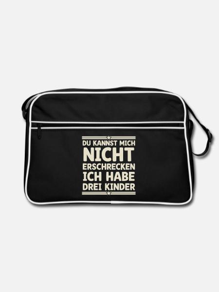 3 enfants Maman Maman Papa Père - Sac Retro - noir/blanc - Devant