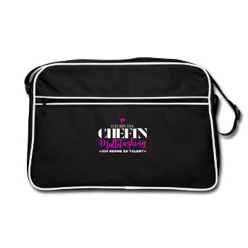 Ich bin die Chefin Multitasking - Retro Tasche - Schwarz/Weiß - Vorne