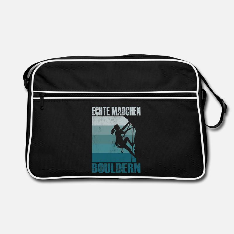 Bouldern Geschenke Klettern Kletterer Boulderer - Retro Tasche - Schwarz/Weiß