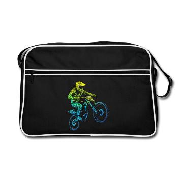 Motocross, Motocross Rider, Dirt Bike, Dirt Biker - Retro Bag - black/white - Front