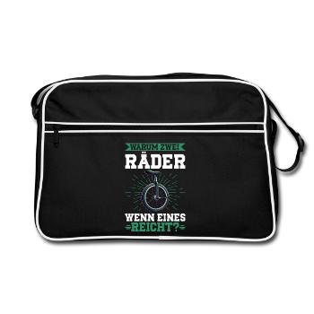 Why two wheels when one is enough - Retro Bag - black/white - Front