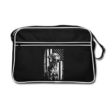 Chien gris avec rayures étoilées - Sac Retro - noir/blanc - Devant