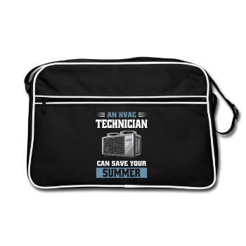 Funny HVAC Technician Design Cold Heat Engineering - Retro Bag - black/white - Front