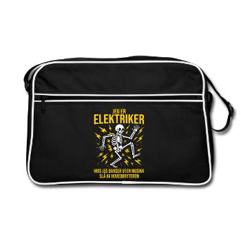 Elektriker, ich bin Elektriker, Elektriker lustig - Retro Tasche - Schwarz/Weiß - Vorne