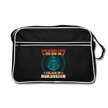 North Sea holiday JUST DON'T STRESS I'M ON HOLIDAY - Retro Bag - black/white - Front