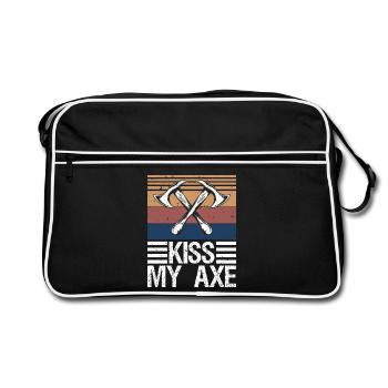 Lumberjack Axe Chop Wood Gift - Retro Tasche - Schwarz/Weiß - Vorne