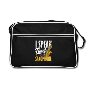 I speak fluently Saxophone Saxophonist - Retro Bag - black/white - Front