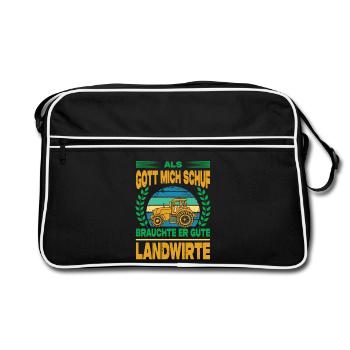 Landwirt Geschenke Landwirtschaft Traktor Bauer - Retro Tasche - Schwarz/Weiß - Vorne