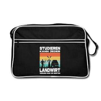 Landwirt Geschenke Landwirtschaft Traktor Bauer - Retro Tasche - Schwarz/Weiß - Vorne