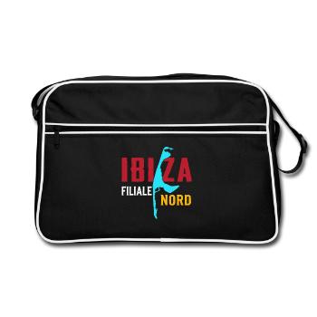 Nordsee Urlaub IBIZA FILIALE NORD Lustiges - Retro Tasche - Schwarz/Weiß - Vorne