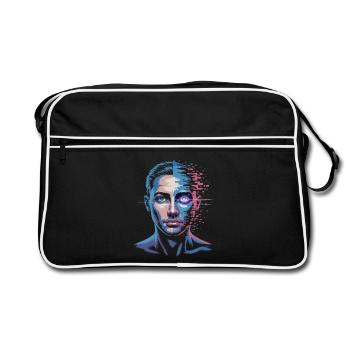 Digital human with glitch effect - Retro Bag - black/white - Front