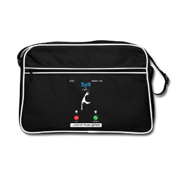 SYLT RUFT UND ICH MUSS GEHEN Sylter Lustiges - Retro Tasche - Schwarz/Weiß - Vorne