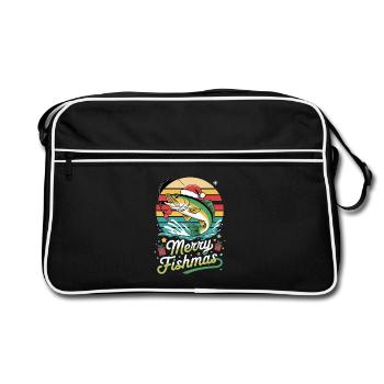 Joyeux Fishmas, carpe de Noël drôle pour - Sac Retro - noir/blanc - Devant