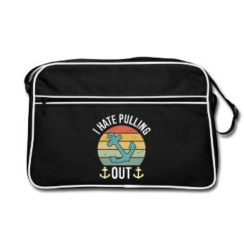 Je déteste sortir Retro Bateau de pêche - Sac Retro - noir/blanc - Devant