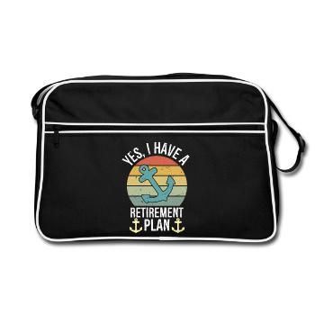 Plain Sailing Boat Retirement Plan Gift - Retro Bag - black/white - Front