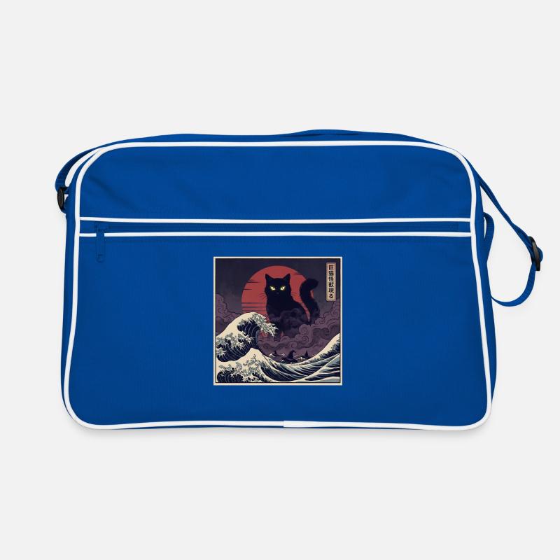 Giant Kaiju Cat Over Waves 巨猫怪獣現る Retro Bag