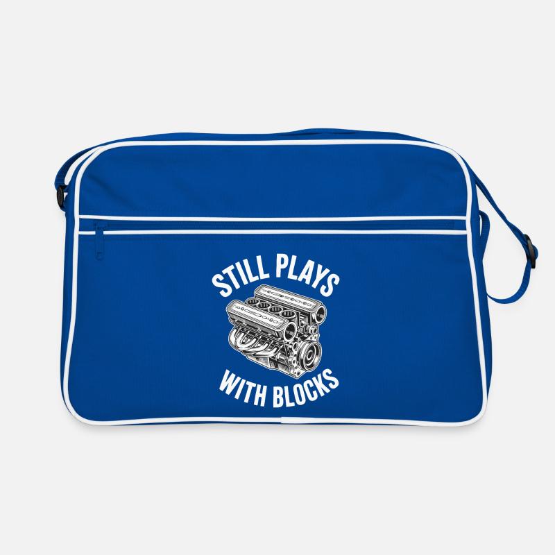 Still Plays With Blocks Car Engine Mechanic Retro Bag