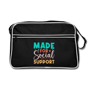 Social Worker Quote Made For Social Support Social - Retro Tasche - Schwarz/Weiß - Vorne