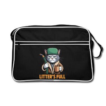 Litters Full Funny Christmas Cat Parody - Retro Bag - black/white - Front