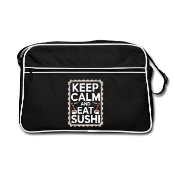 Sushi Reste calme et mange des sushis Amoureux de la cuisine japonaise - Sac Retro - noir/blanc - Devant