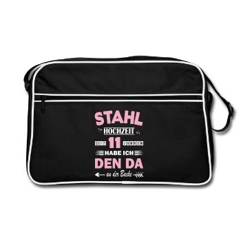 Mariage en acier 11e anniversaire de mariage Épouse - Sac Retro - noir/blanc - Devant