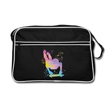 Skeleton Bobsleigh Winter Sports Sled - Retro Tasche - Schwarz/Weiß - Vorne