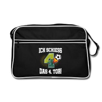 Je tire 4e but, drôle de football pour 4e anniversaire - Sac Retro - noir/blanc - Devant