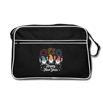 Bonne année Célébration des Feux d’Artifice des Gnomes - Sac Retro - noir/blanc - Devant