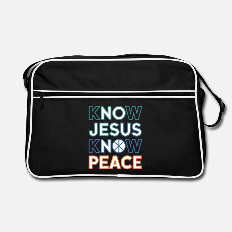 Know Jesus Know Peace Typography Retro Tasche