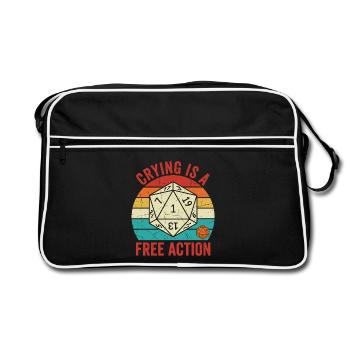 Crying is a Free Action – TTRPG Gamer Design - Retro Tasche - Schwarz/Weiß - Vorne