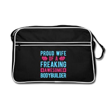 Motivation en forme : Fière épouse d’un bodybuilder cadeau - Sac Retro - noir/blanc - Devant