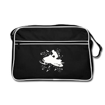 Skidoo Vibrant Schneemobil Abenteuer - Retro Tasche - Schwarz/Weiß - Vorne