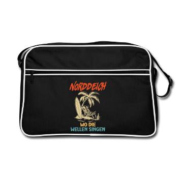 NORDDEICH WO DIE WELLEN SINGEN Lustiges - Retro Tasche - Schwarz/Weiß - Vorne