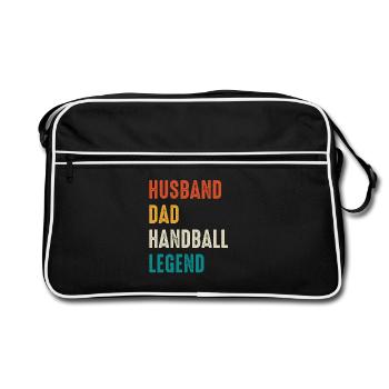 Handball legend father husband - Retro Bag - black/white - Front